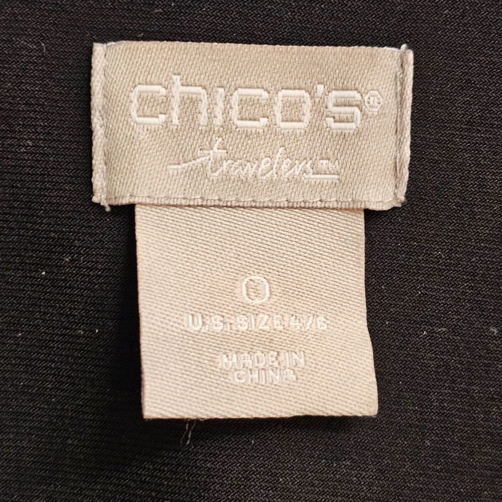 Chico's Travelers Jacket Womens 0 Full‎ Zip Black Cardigan Work Career Coat EUC - Picture 5 of 12